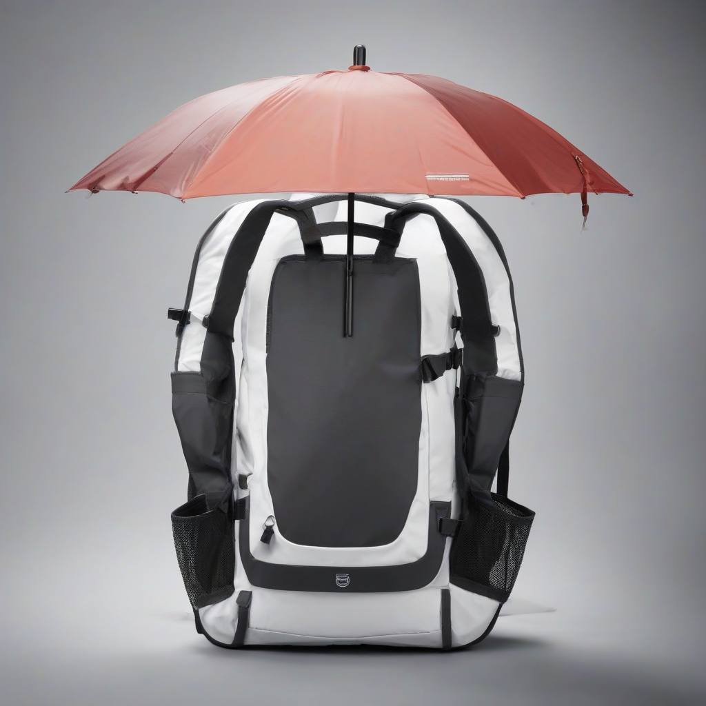 a rucksack with a foldable umbrella on top by मुफ्त एआई छवि जनरेटर - बिना लॉगिन के✨ | AIGAZOU