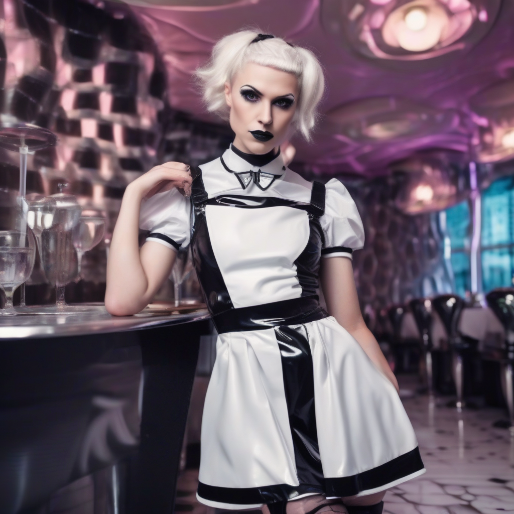 androgynous cute latex french maid dress by मुफ्त एआई छवि जनरेटर - बिना लॉगिन के✨ | AIGAZOU