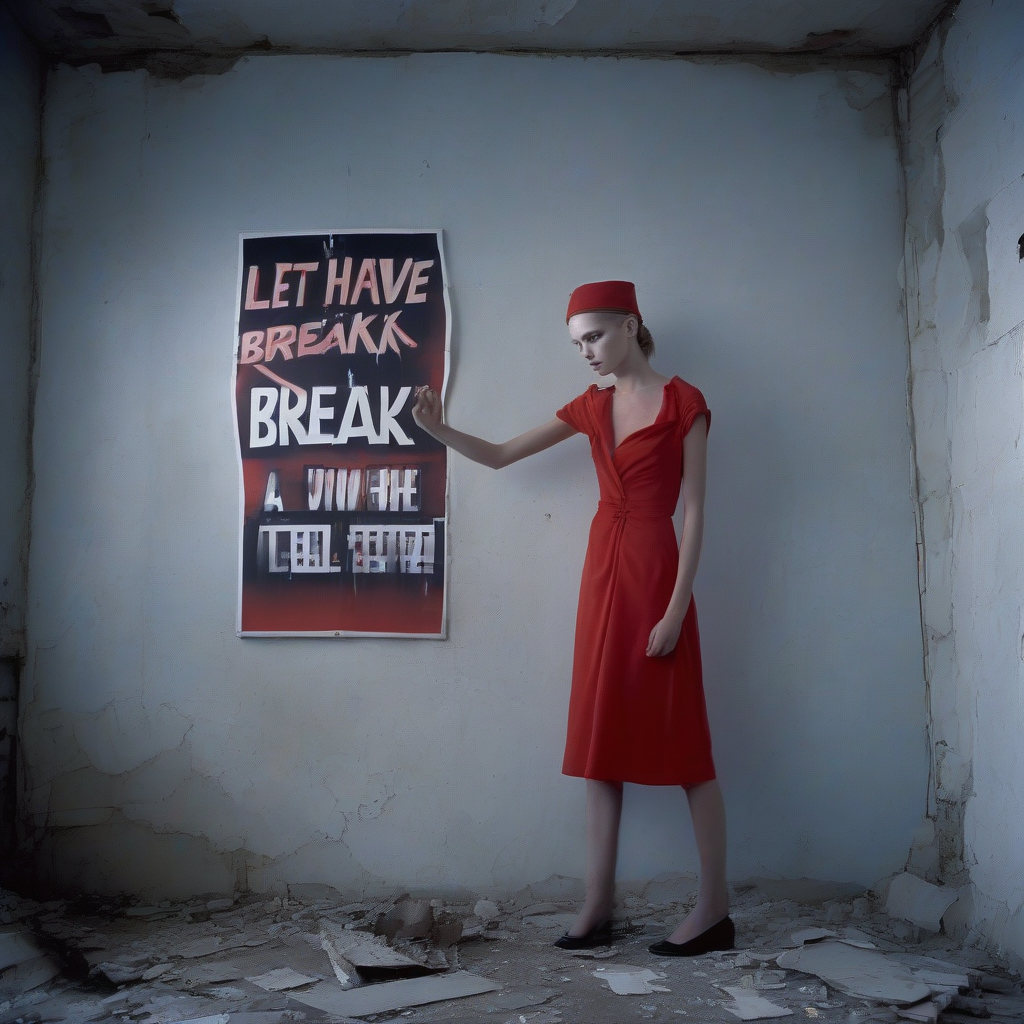 young woman in red dress with sign in ukraine by मुफ्त एआई छवि जनरेटर - बिना लॉगिन के✨ | AIGAZOU