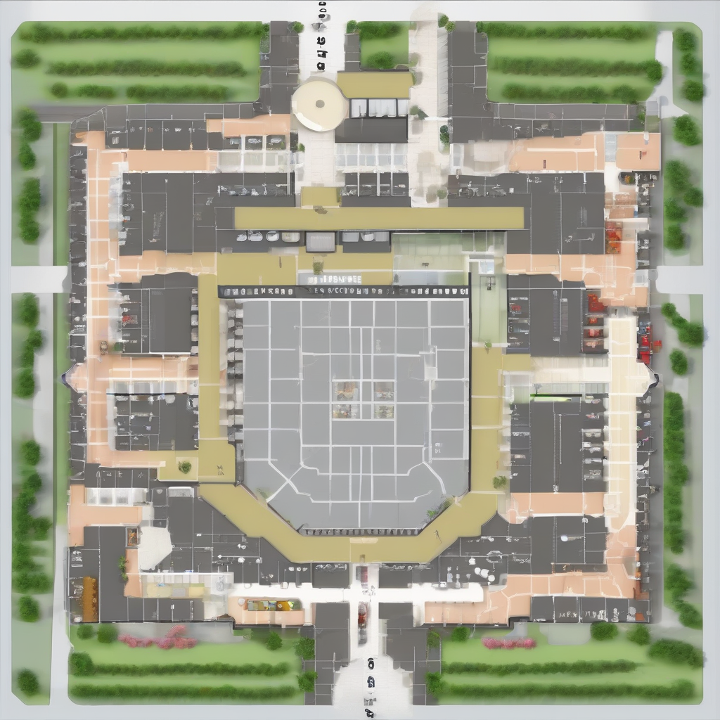 a shopping mall floor plan with front shop back factory by मुफ्त एआई छवि जनरेटर - बिना लॉगिन के✨ | AIGAZOU