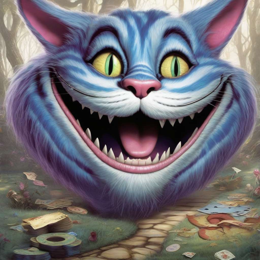 cheshire cat smiling while sweeping in wonderland by मुफ्त एआई छवि जनरेटर - बिना लॉगिन के✨ | AIGAZOU