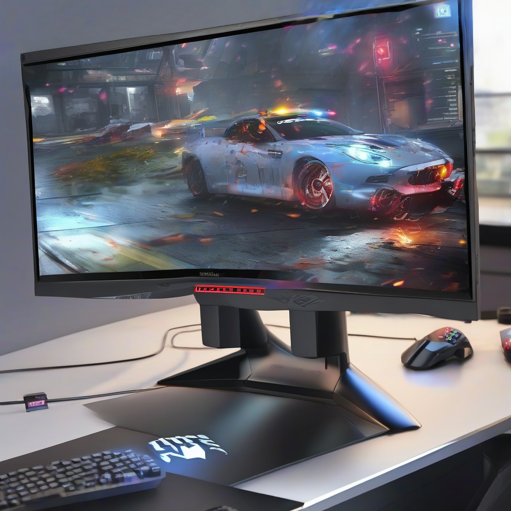 gaming monitor cool and beautiful by मुफ्त एआई छवि जनरेटर - बिना लॉगिन के✨ | AIGAZOU