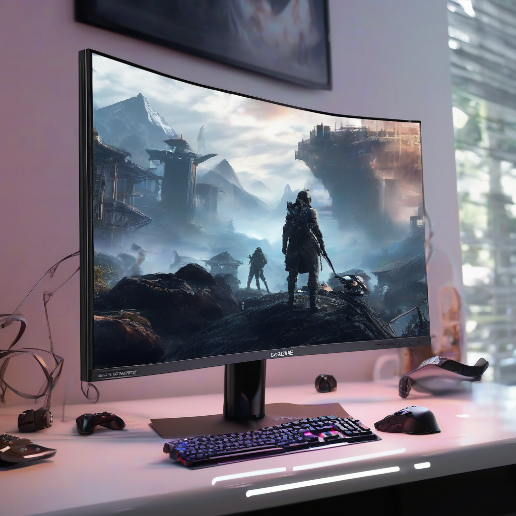 gaming monitor cool and beautiful by मुफ्त एआई छवि जनरेटर - बिना लॉगिन के✨ | AIGAZOU