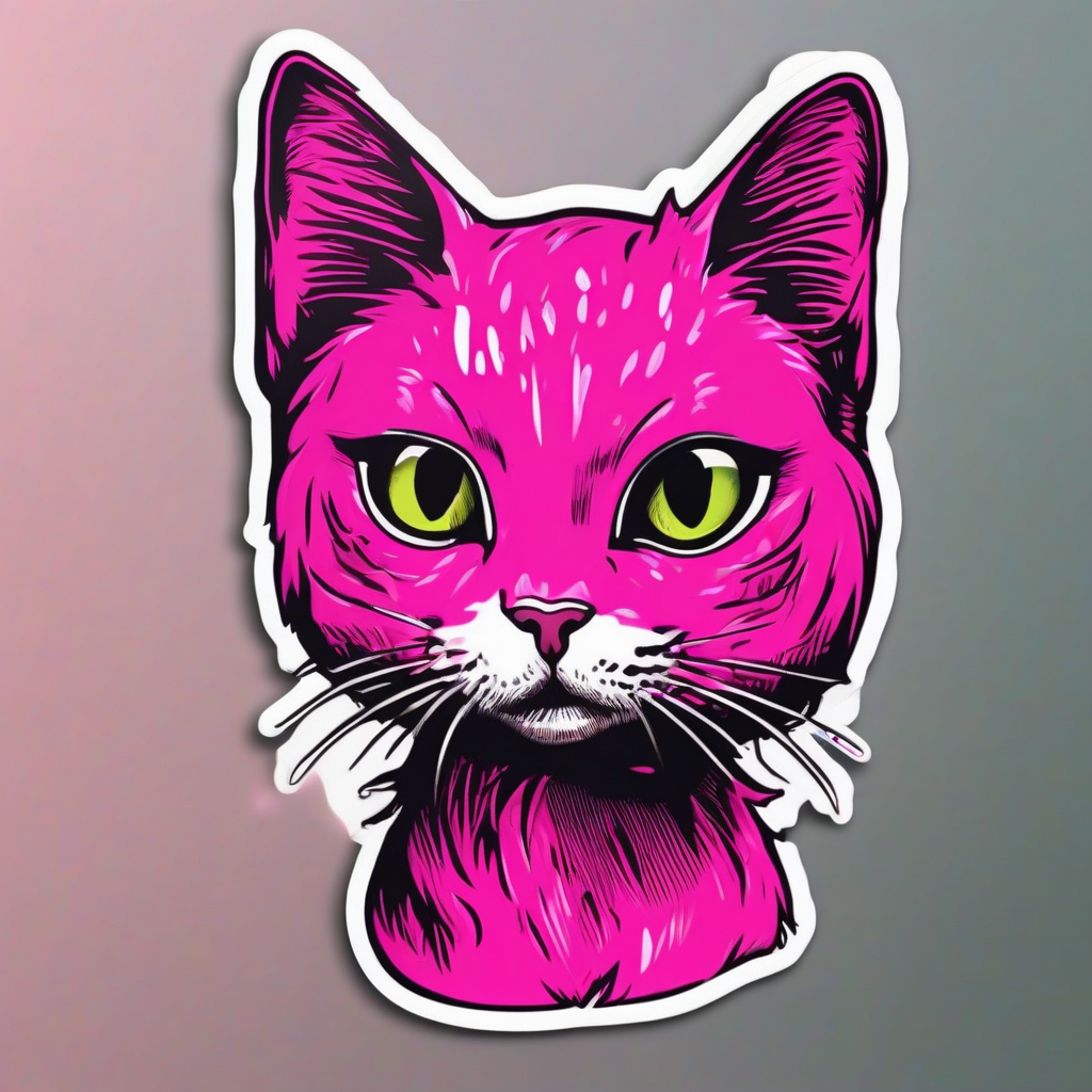 hot pink cat sticker by मुफ्त एआई छवि जनरेटर - बिना लॉगिन के✨ | AIGAZOU