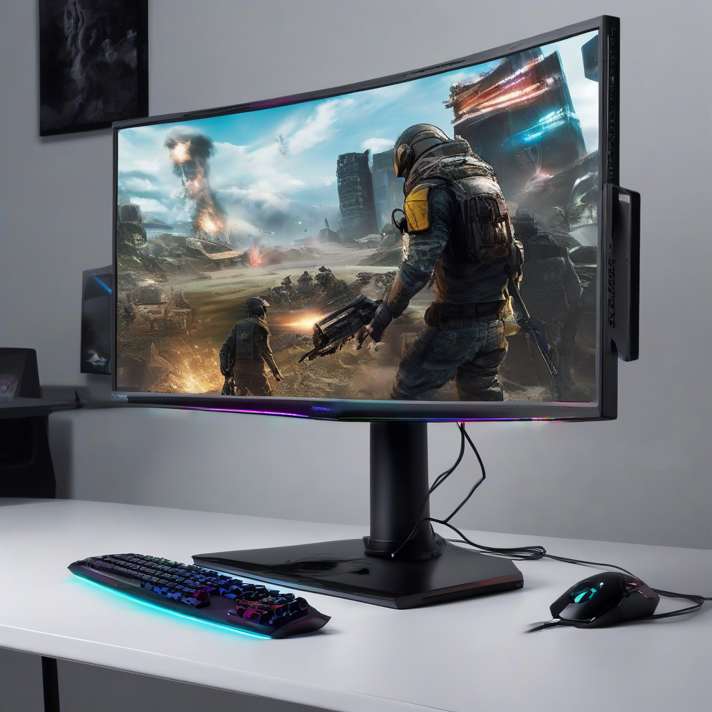 gaming monitor cool and beautiful by मुफ्त एआई छवि जनरेटर - बिना लॉगिन के✨ | AIGAZOU