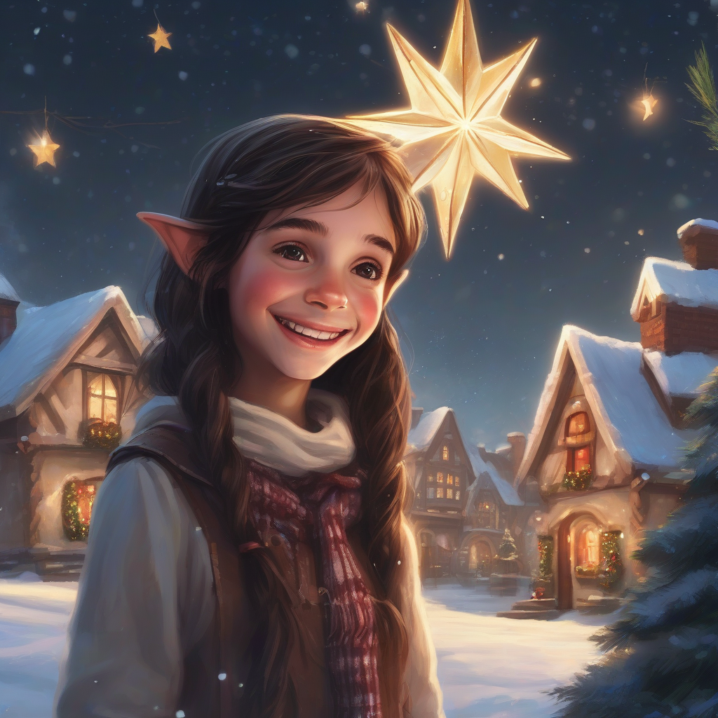 a brown haired elf and a christmas star by मुफ्त एआई छवि जनरेटर - बिना लॉगिन के✨ | AIGAZOU