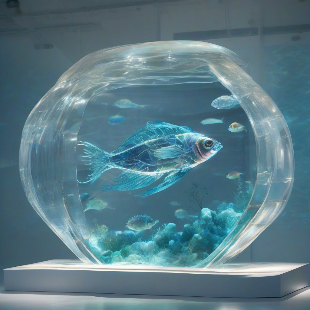 transparent glass like water digital fish by मुफ्त एआई छवि जनरेटर - बिना लॉगिन के✨ | AIGAZOU