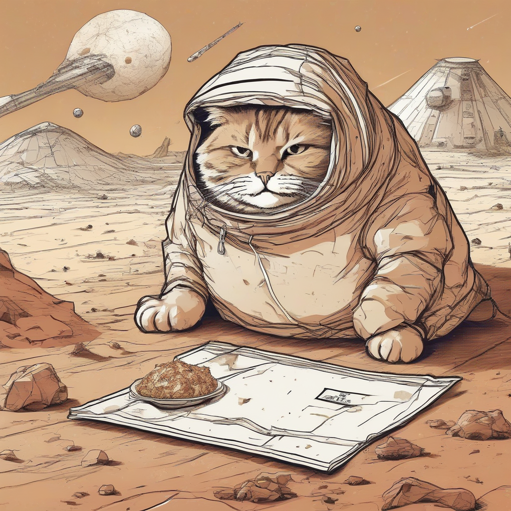 fat cat eating beijing chicken wrap on mars by मुफ्त एआई छवि जनरेटर - बिना लॉगिन के✨ | AIGAZOU