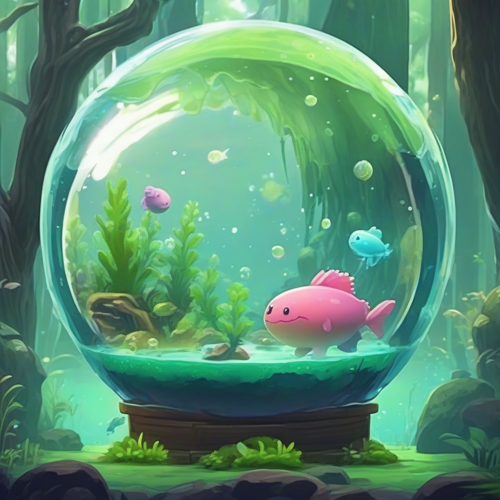 round slime and aquarium in the forest by मुफ्त एआई छवि जनरेटर - बिना लॉगिन के✨ | AIGAZOU