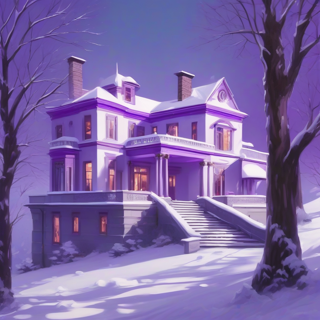 a luxurious mansion on a hill with purple roof and white walls by Générateur d'images par IA gratuit - Aucune connexion nécessaire✨ | AIGAZOU