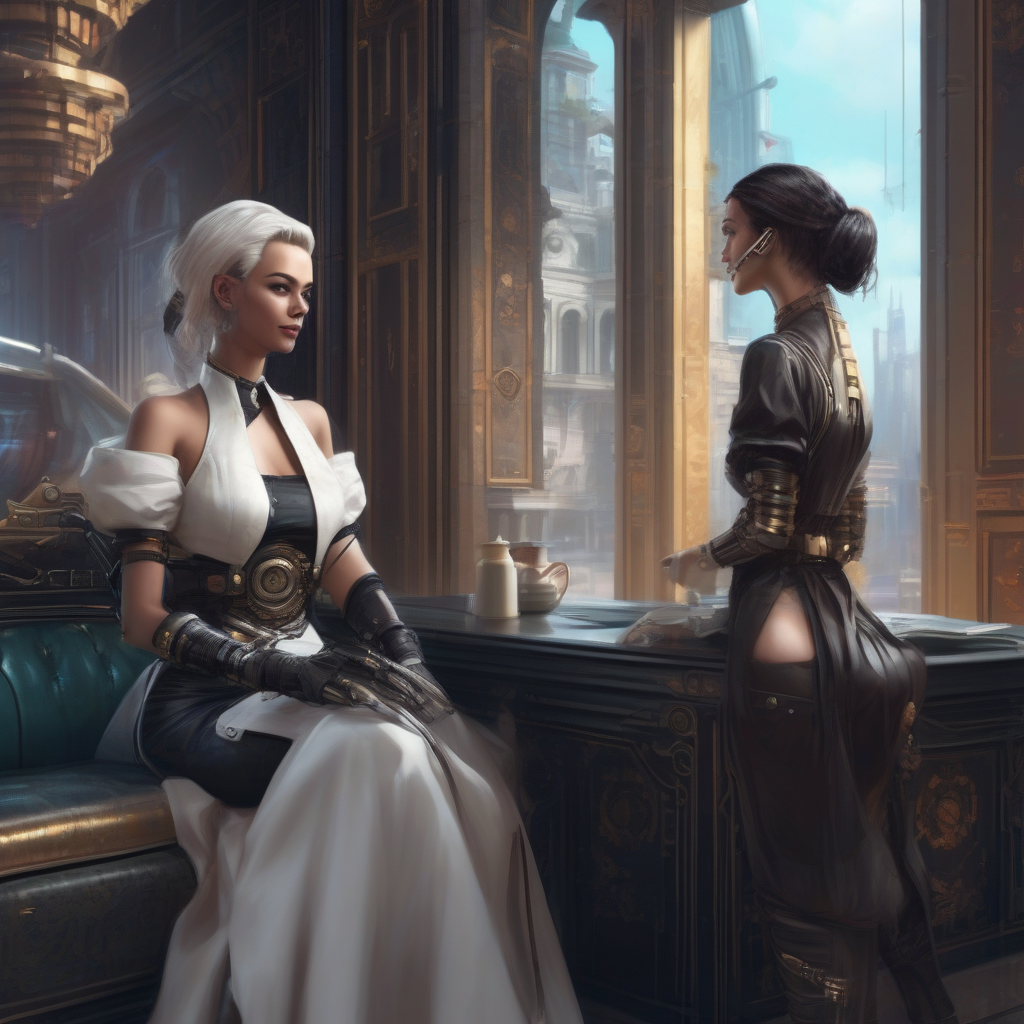 elegant lady chatting with her maid by Générateur d'images par IA gratuit - Aucune connexion nécessaire✨ | AIGAZOU