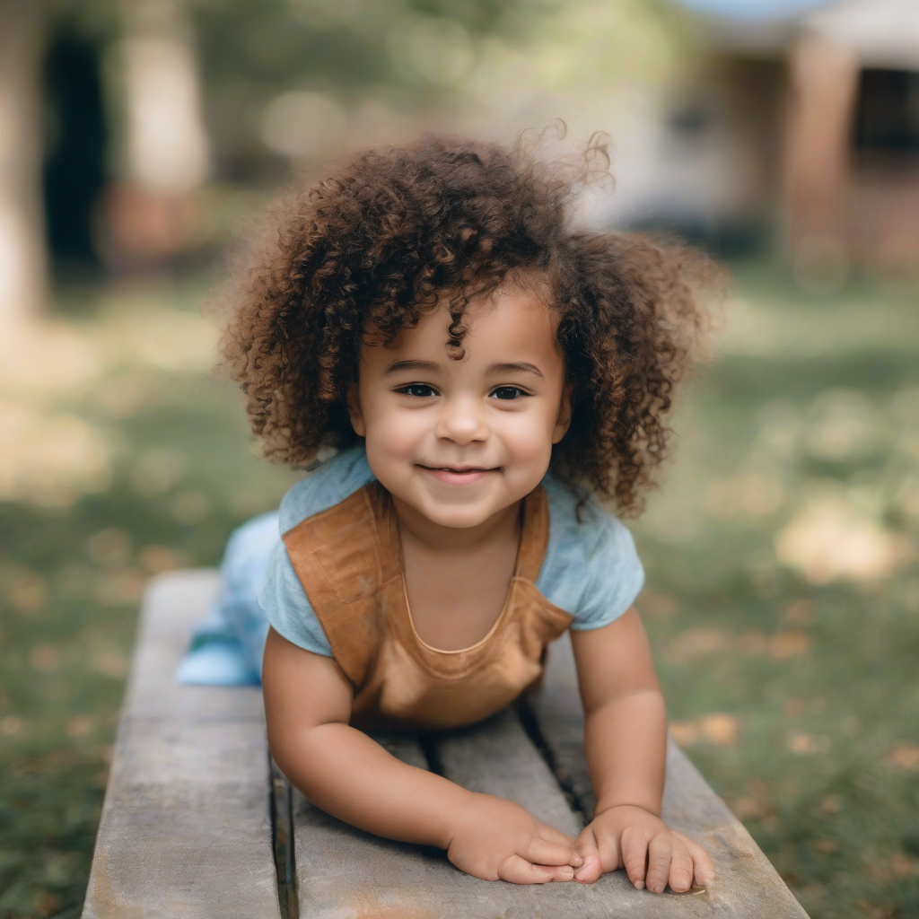 a mixed race girl with blue and brown curly hair two years by मुफ्त एआई छवि जनरेटर - बिना लॉगिन के✨ | AIGAZOU