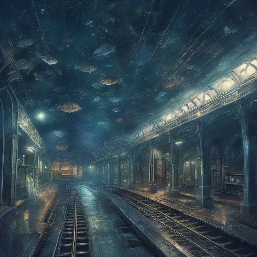 a station platform in the deep sea like space by मुफ्त एआई छवि जनरेटर - बिना लॉगिन के✨ | AIGAZOU