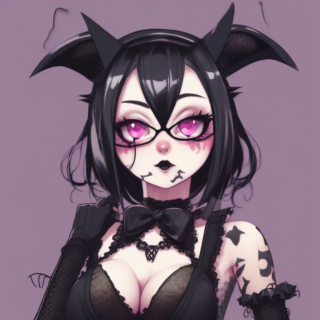 kuromi bat ears fangs gothic outfit fishnet stockings by मुफ्त एआई छवि जनरेटर - बिना लॉगिन के✨ | AIGAZOU