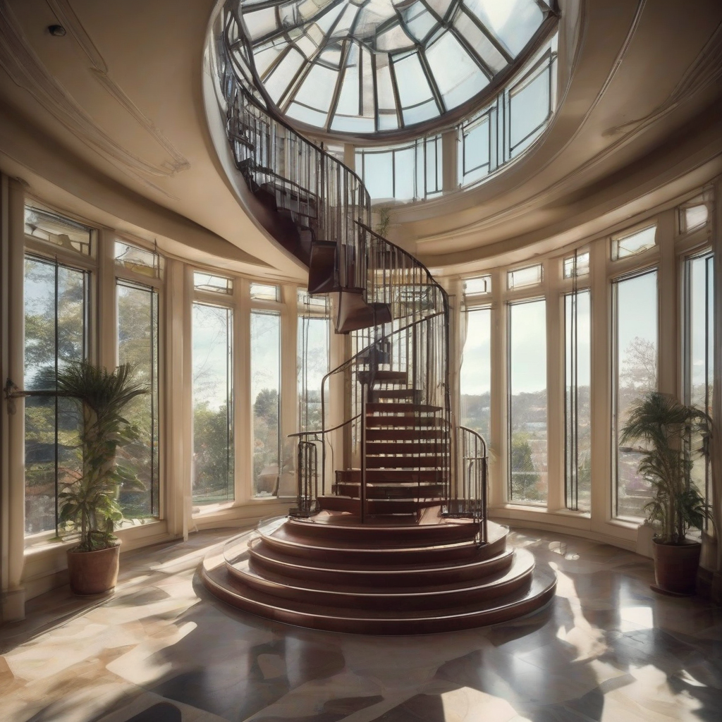 art deco pavilion spiral staircase glass landings by Générateur d'images par IA gratuit - Aucune connexion nécessaire✨ | AIGAZOU