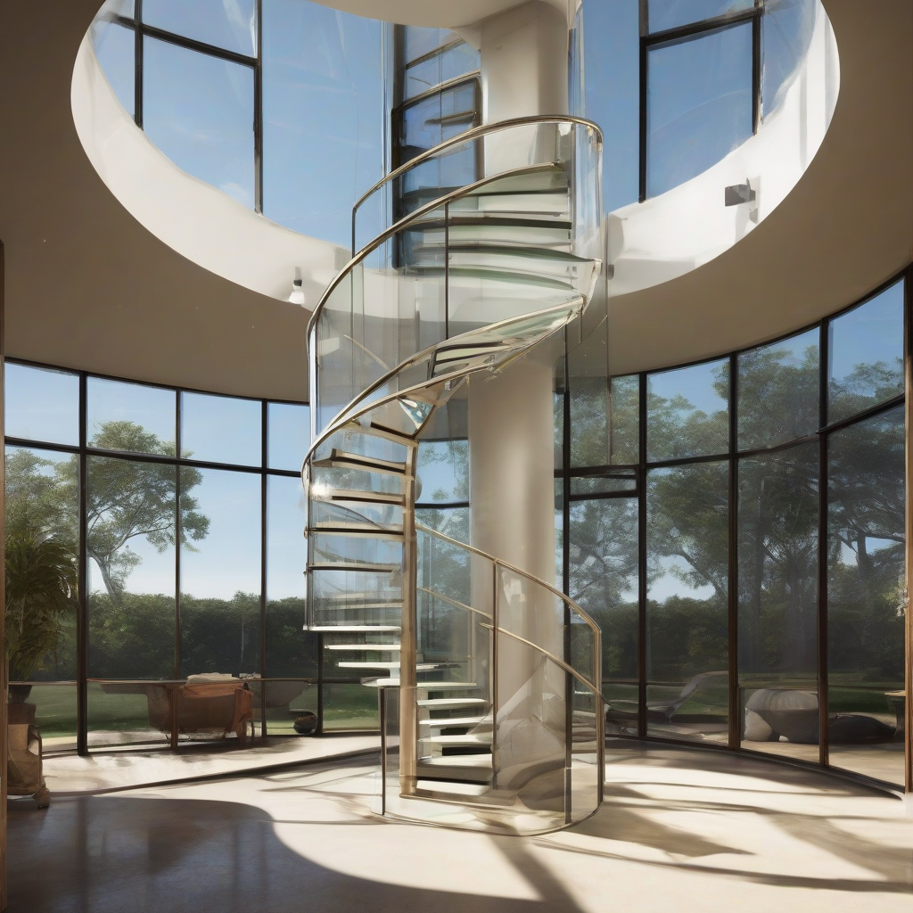 futuristic spiral staircase glass landings by Générateur d'images par IA gratuit - Aucune connexion nécessaire✨ | AIGAZOU