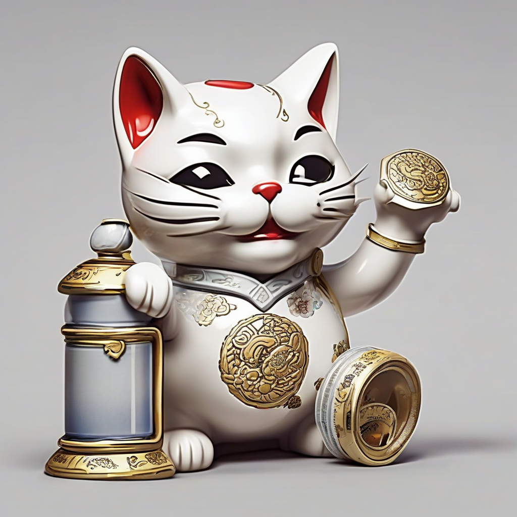 sketch paint wink cat 2d figur movable arm porcelain lucky cat money tradition springing spray can hand cyrank solar powered by मुफ्त एआई छवि जनरेटर - बिना लॉगिन के✨ | AIGAZOU