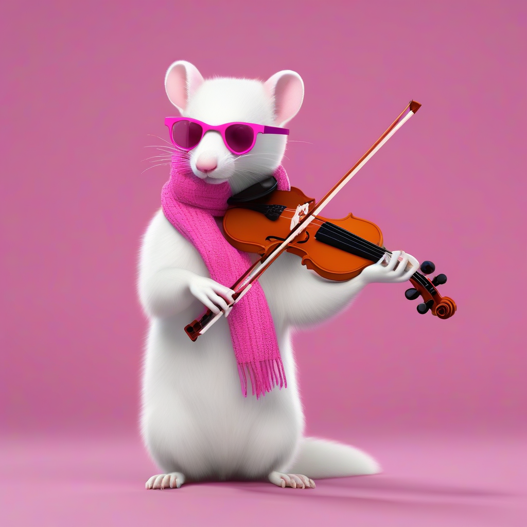 hermelin with pink glasses hat and scarf plays violin greenscreen 3d by मुफ्त एआई छवि जनरेटर - बिना लॉगिन के✨ | AIGAZOU