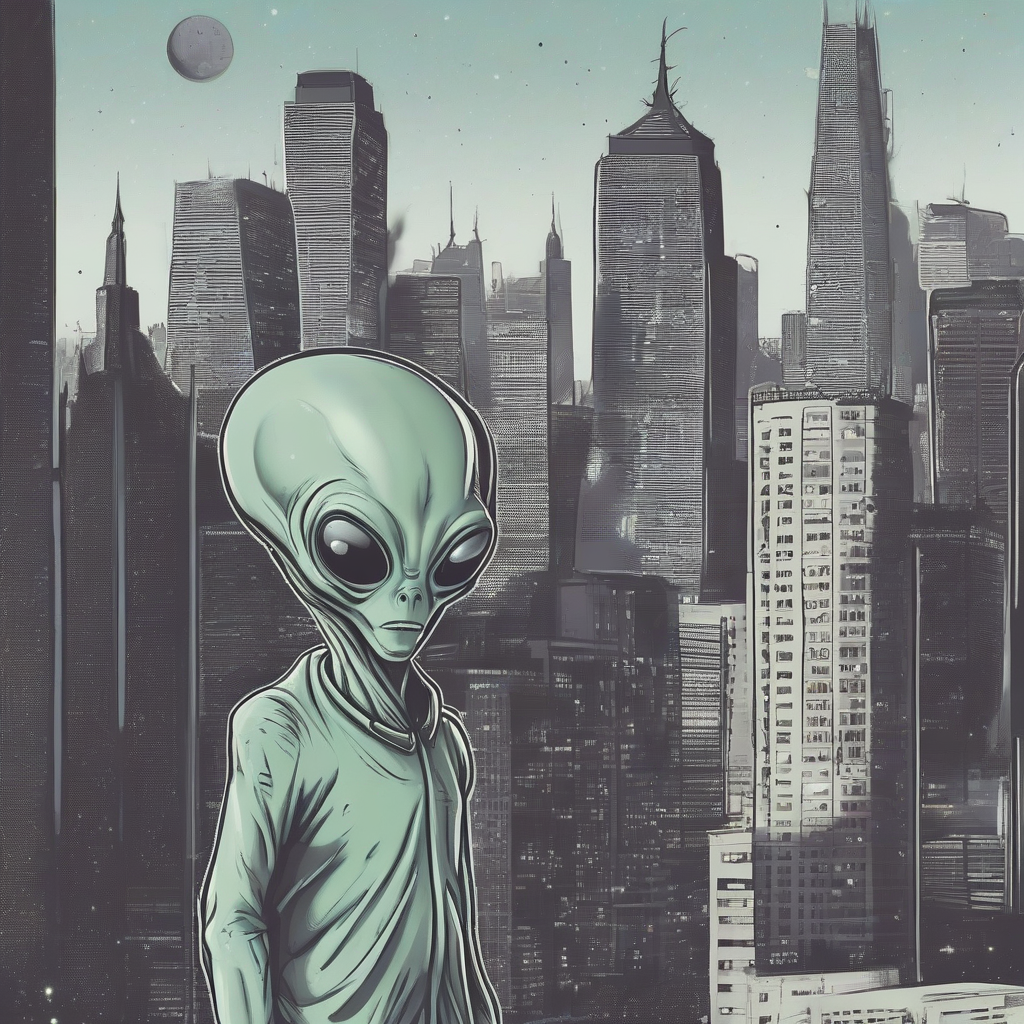 alien in the city by मुफ्त एआई छवि जनरेटर - बिना लॉगिन के✨ | AIGAZOU