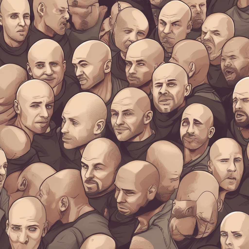 bald heads many by मुफ्त एआई छवि जनरेटर - बिना लॉगिन के✨ | AIGAZOU