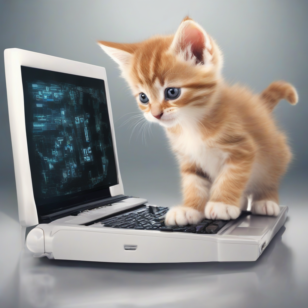 a cute cat playing with computer by मुफ्त एआई छवि जनरेटर - बिना लॉगिन के✨ | AIGAZOU