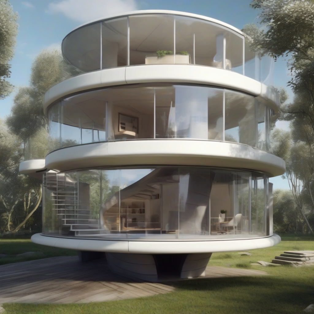 futuristic house design with spiral staircase by मुफ्त एआई छवि जनरेटर - बिना लॉगिन के✨ | AIGAZOU