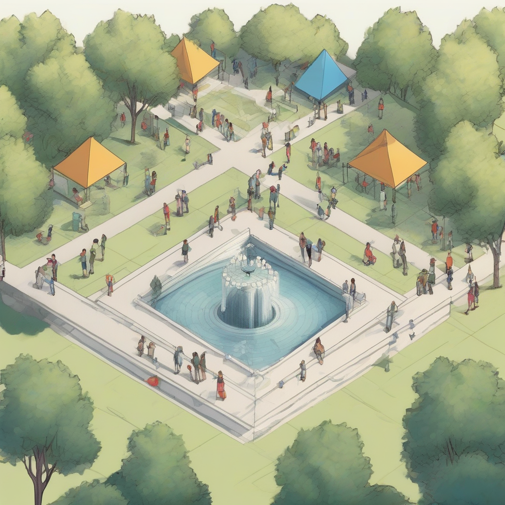 isometric drawing water play park festival by मुफ्त एआई छवि जनरेटर - बिना लॉगिन के✨ | AIGAZOU