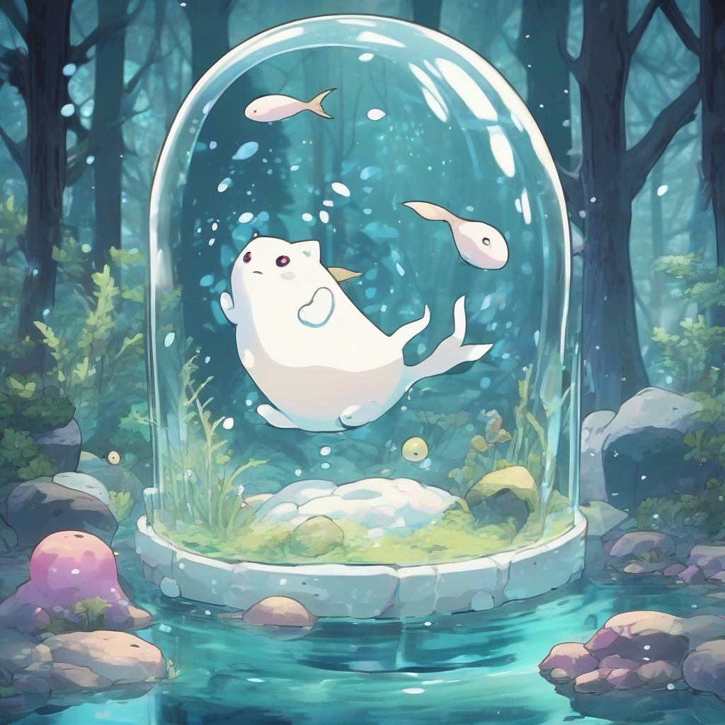 round snow fish slime spirit and forest aquarium by मुफ्त एआई छवि जनरेटर - बिना लॉगिन के✨ | AIGAZOU