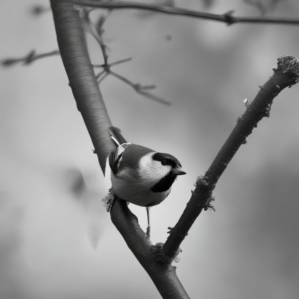 black and white photo of a tit feeding by Générateur d'images par IA gratuit - Aucune connexion nécessaire✨ | AIGAZOU