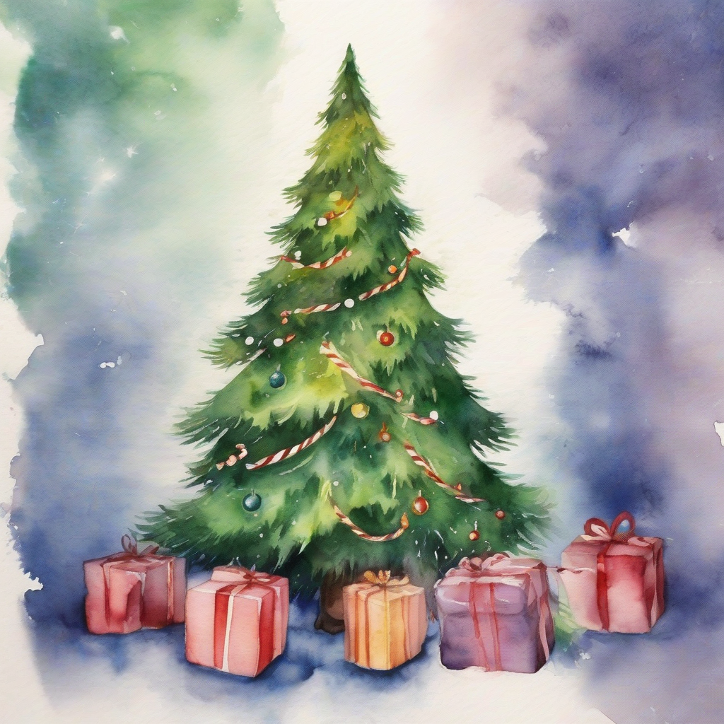 christmas tree watercolor painting by मुफ्त एआई छवि जनरेटर - बिना लॉगिन के✨ | AIGAZOU