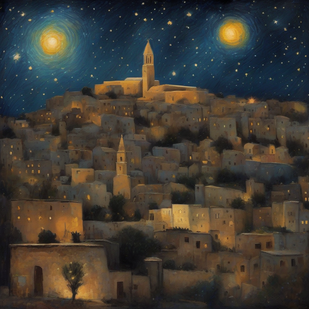 starry sky over bethlehem like gaugin painted by Générateur d'images par IA gratuit - Aucune connexion nécessaire✨ | AIGAZOU