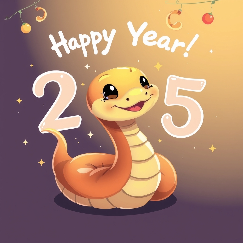 cute new year snake looking forward to 2025 by मुफ्त एआई छवि जनरेटर - बिना लॉगिन के✨ | AIGAZOU