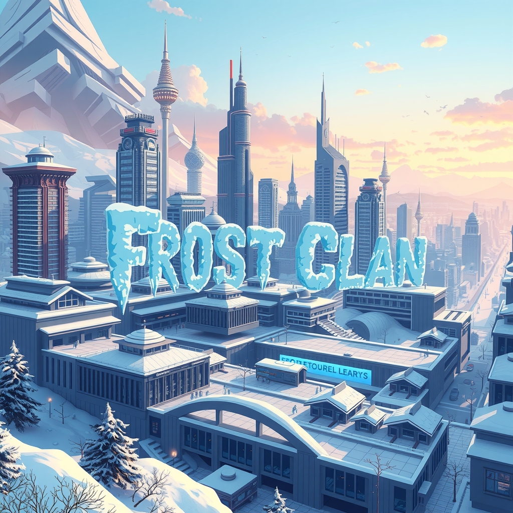 futuristic city like mega city in fortnite winter frost clan by मुफ्त एआई छवि जनरेटर - बिना लॉगिन के✨ | AIGAZOU