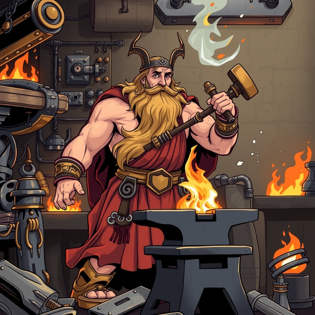 hephaestus the god of fire and craft by Générateur d'images par IA gratuit - Aucune connexion nécessaire✨ | AIGAZOU