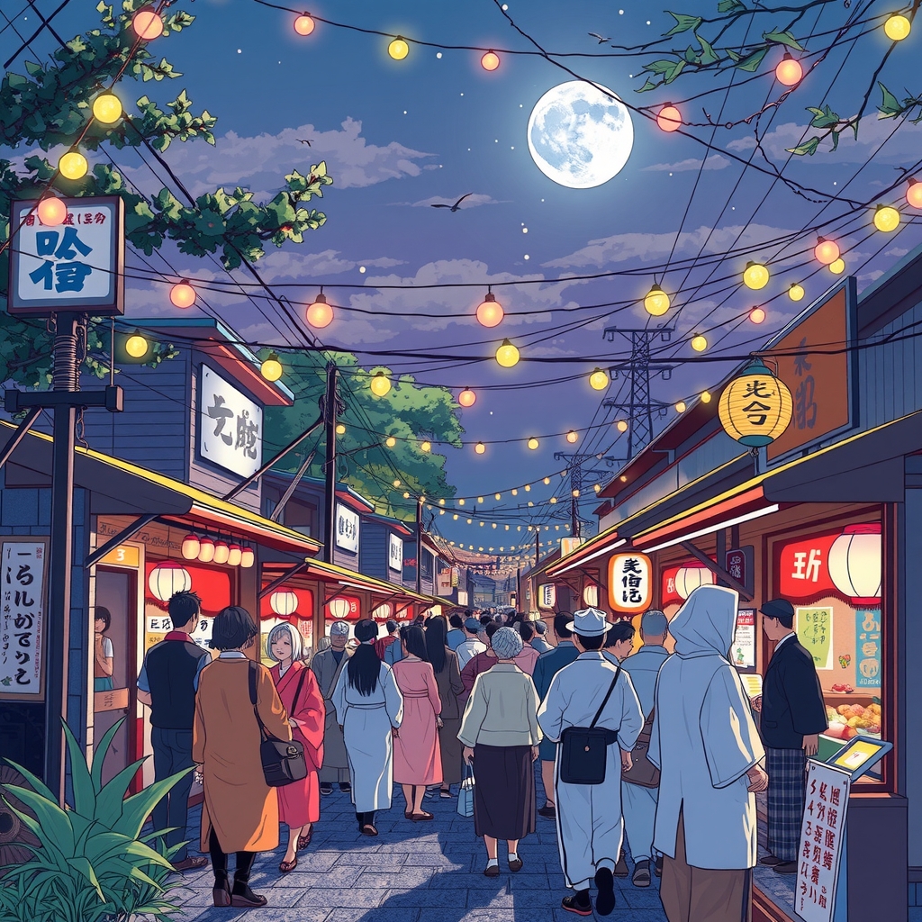 night summer festival scene japan by Générateur d'images par IA gratuit - Aucune connexion nécessaire✨ | AIGAZOU