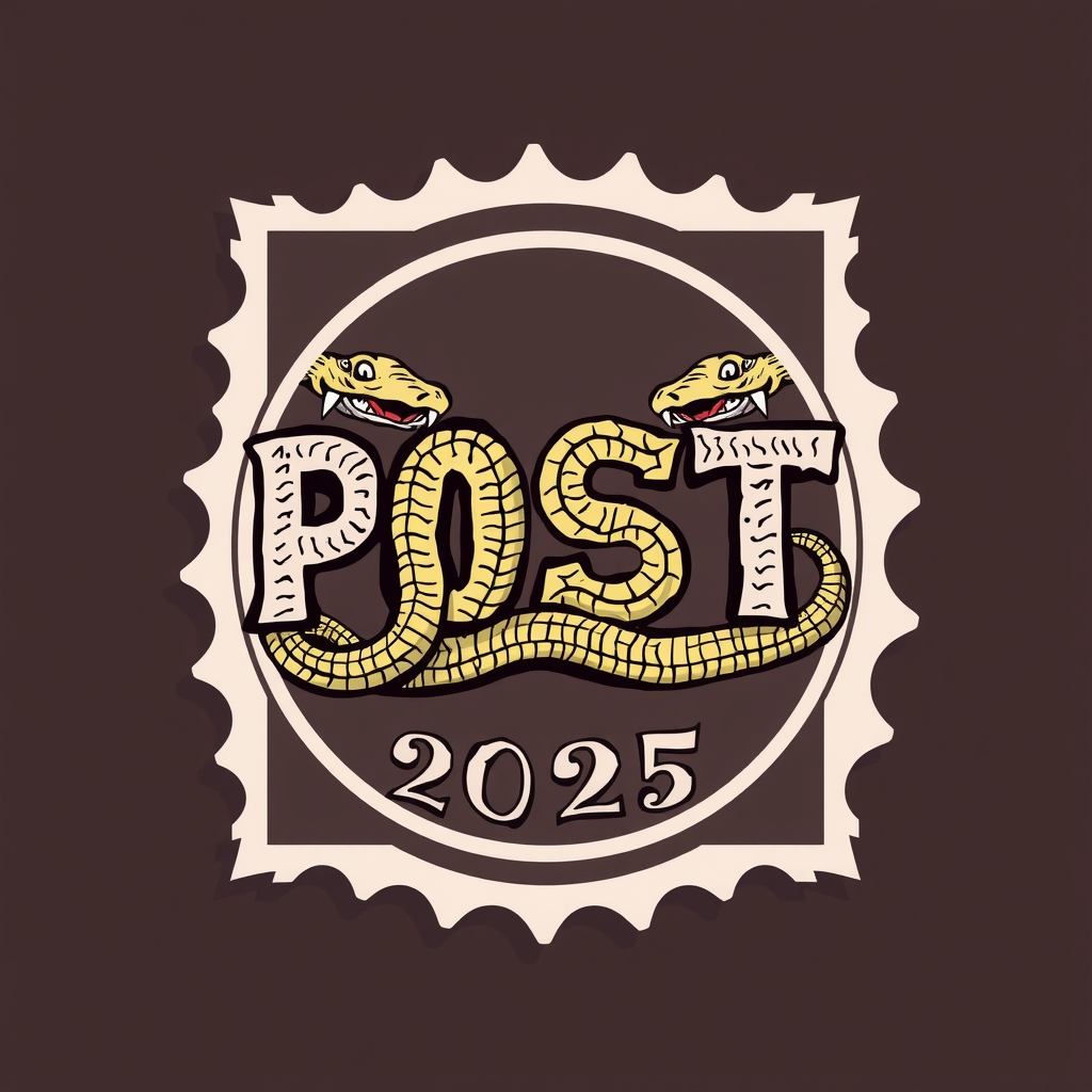 post and 2025 spelling with snake cool stamp style by मुफ्त एआई छवि जनरेटर - बिना लॉगिन के✨ | AIGAZOU