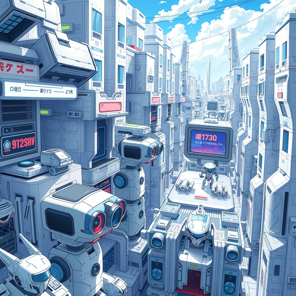 future city with many robots and colorful environment by मुफ्त एआई छवि जनरेटर - बिना लॉगिन के✨ | AIGAZOU