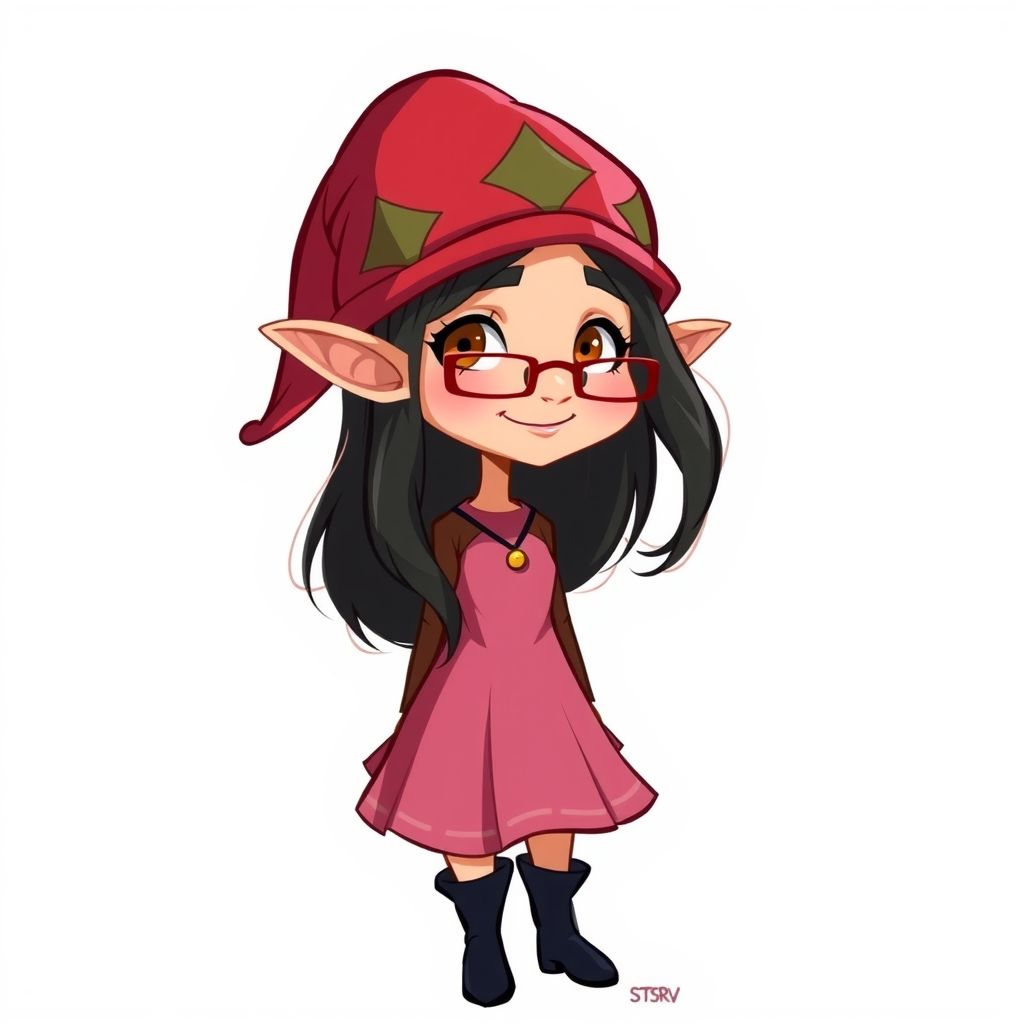 elderly lady black hair red elf cap by मुफ्त एआई छवि जनरेटर - बिना लॉगिन के✨ | AIGAZOU