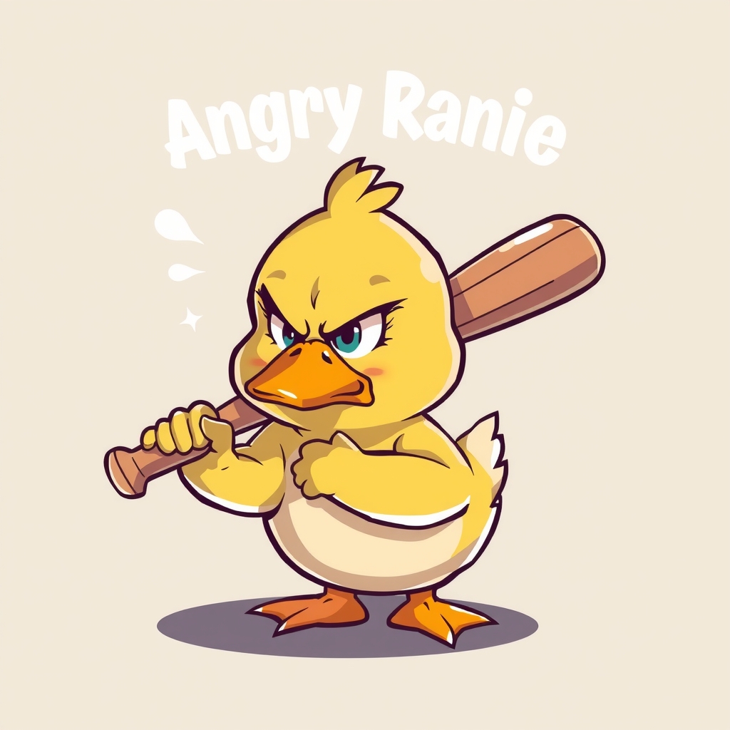 angry rani with cute duck holding baseball bat by मुफ्त एआई छवि जनरेटर - बिना लॉगिन के✨ | AIGAZOU