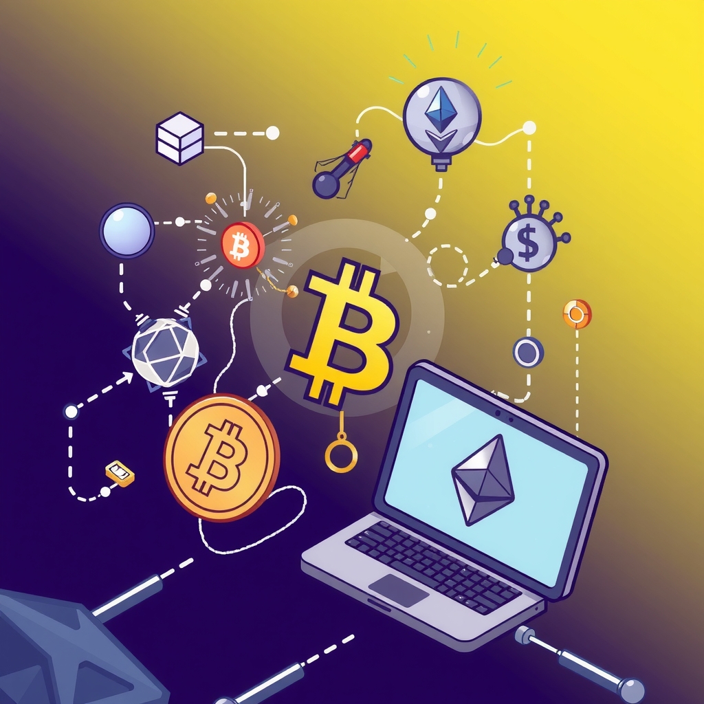 blockchain cryptocurrency micropayments iot devices computers smartphones iota bitcoin ethereum by Générateur d'images par IA gratuit - Aucune connexion nécessaire✨ | AIGAZOU