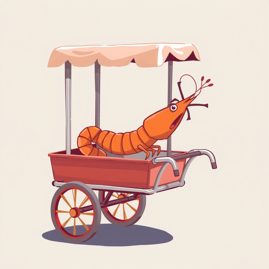 a cart carrying a single shrimp by मुफ्त एआई छवि जनरेटर - बिना लॉगिन के✨ | AIGAZOU