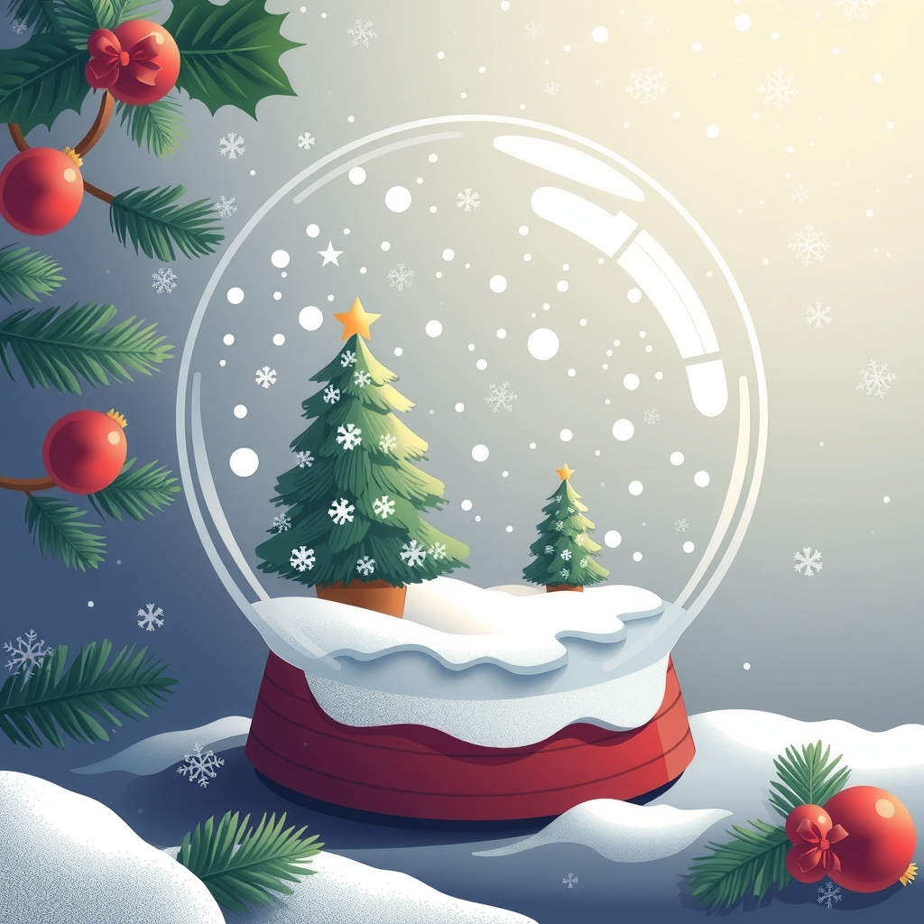 create a christmas card in landscape format with a snowglobe by मुफ्त एआई छवि जनरेटर - बिना लॉगिन के✨ | AIGAZOU