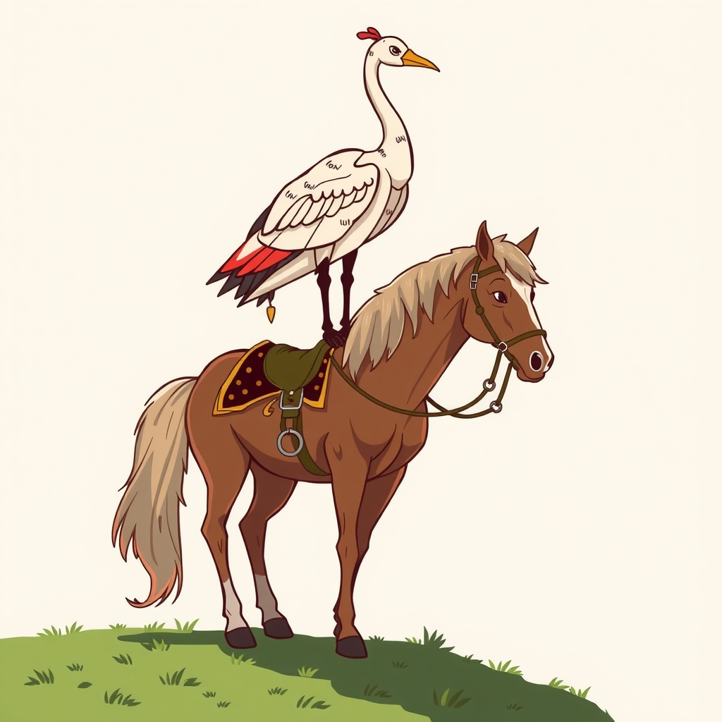 a crane standing on a horse by मुफ्त एआई छवि जनरेटर - बिना लॉगिन के✨ | AIGAZOU