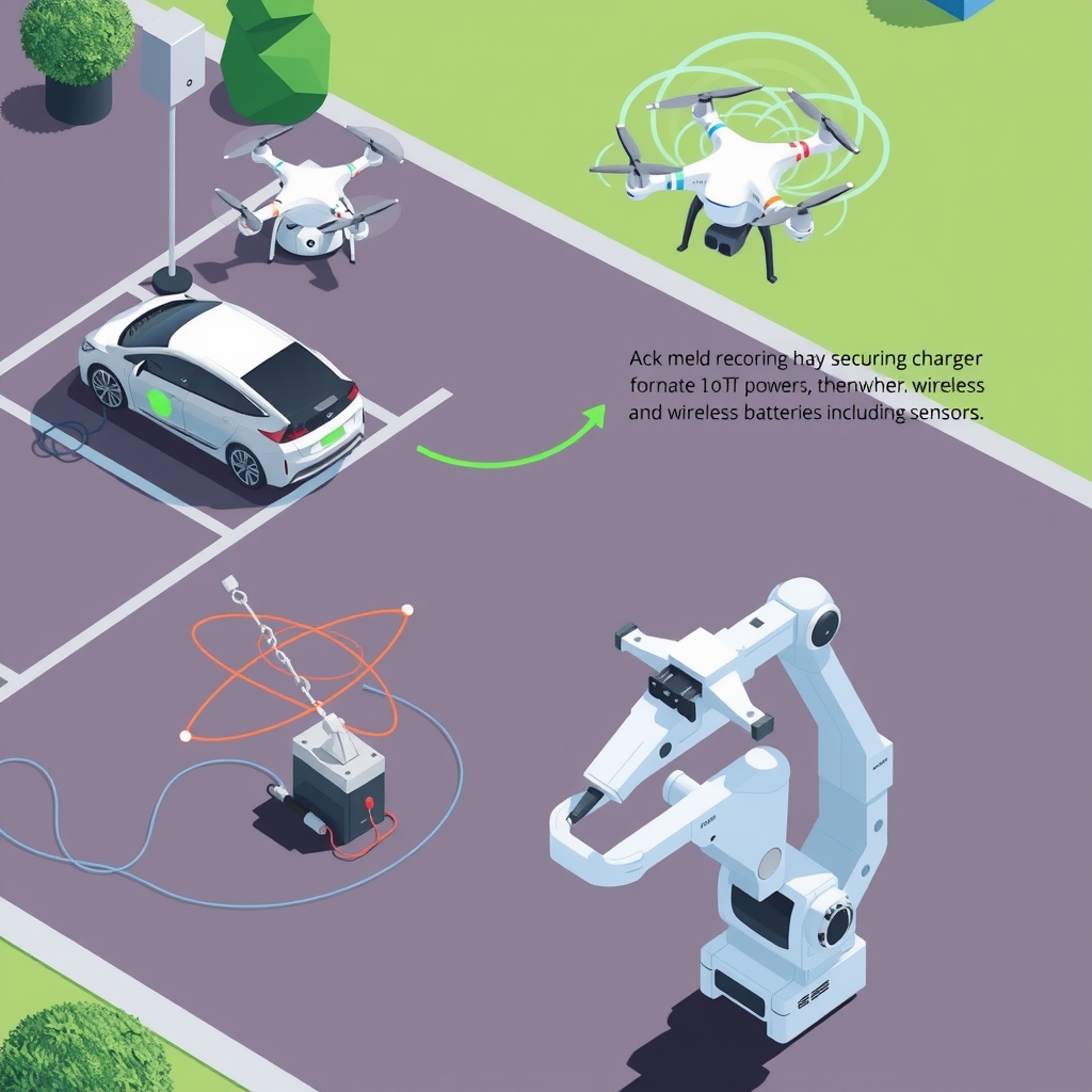 electric cars charging drones industrial robots by Générateur d'images par IA gratuit - Aucune connexion nécessaire✨ | AIGAZOU