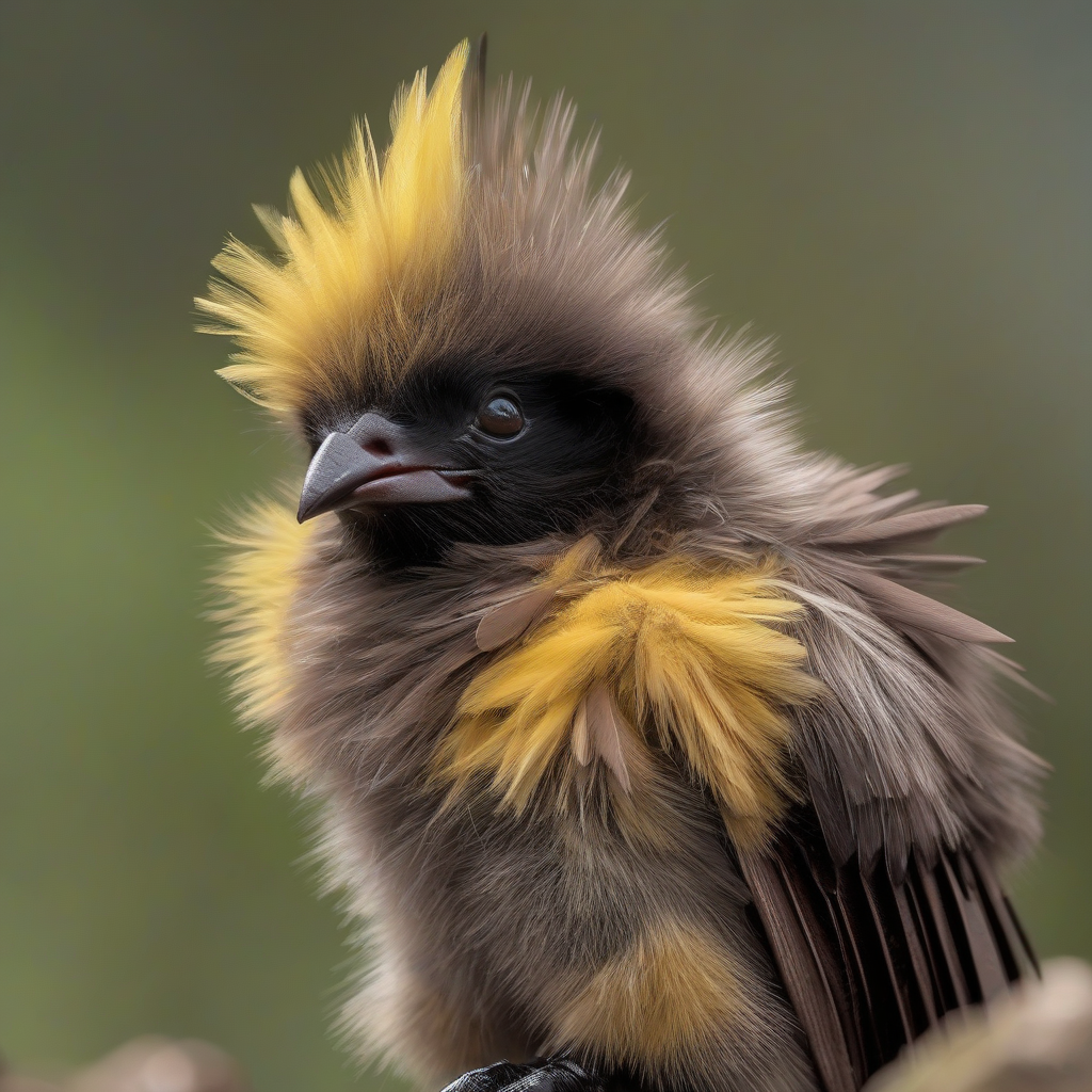 a baby bird with wolverine colors and a feather collar by मुफ्त एआई छवि जनरेटर - बिना लॉगिन के✨ | AIGAZOU