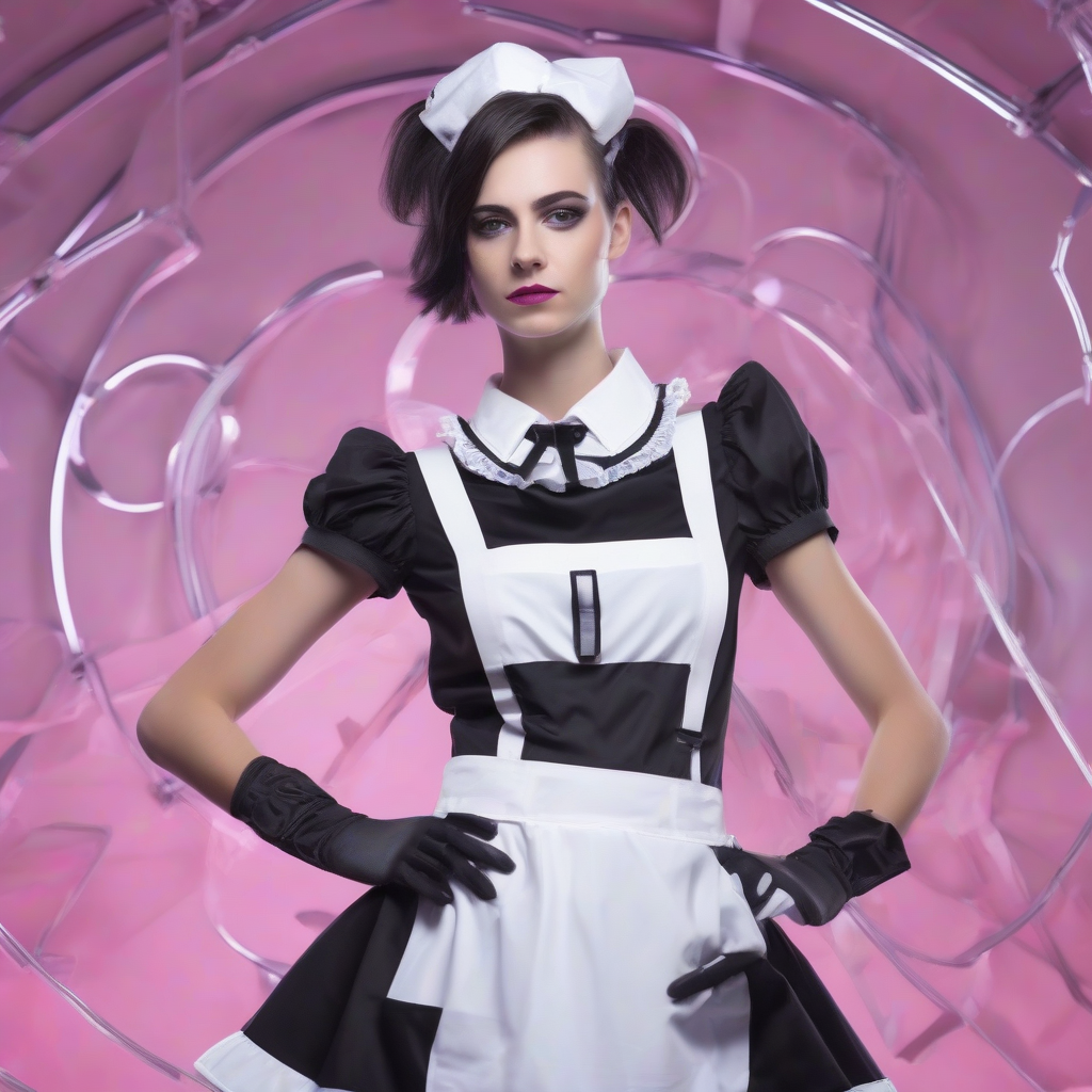 androgynous cute french maid dress futuristic by मुफ्त एआई छवि जनरेटर - बिना लॉगिन के✨ | AIGAZOU