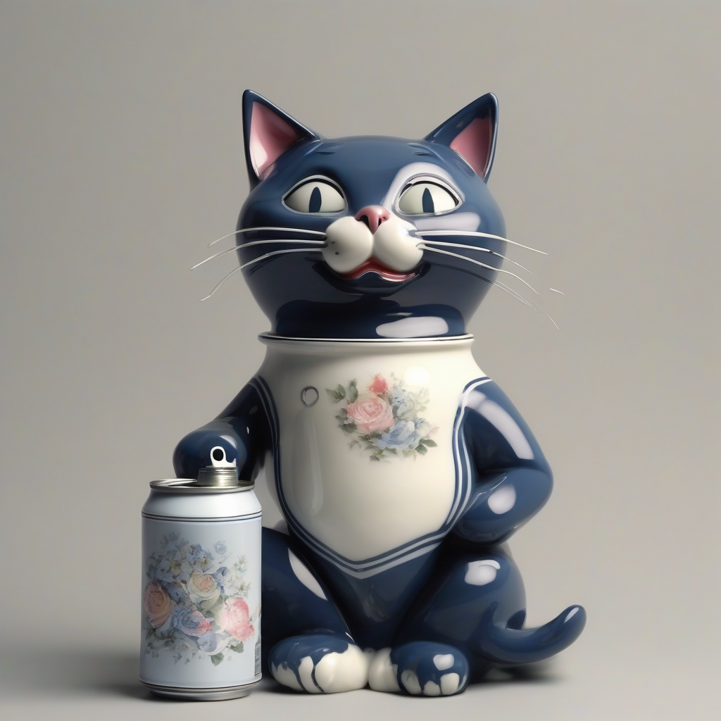 winking porcelain cat and latex jumping by मुफ्त एआई छवि जनरेटर - बिना लॉगिन के✨ | AIGAZOU