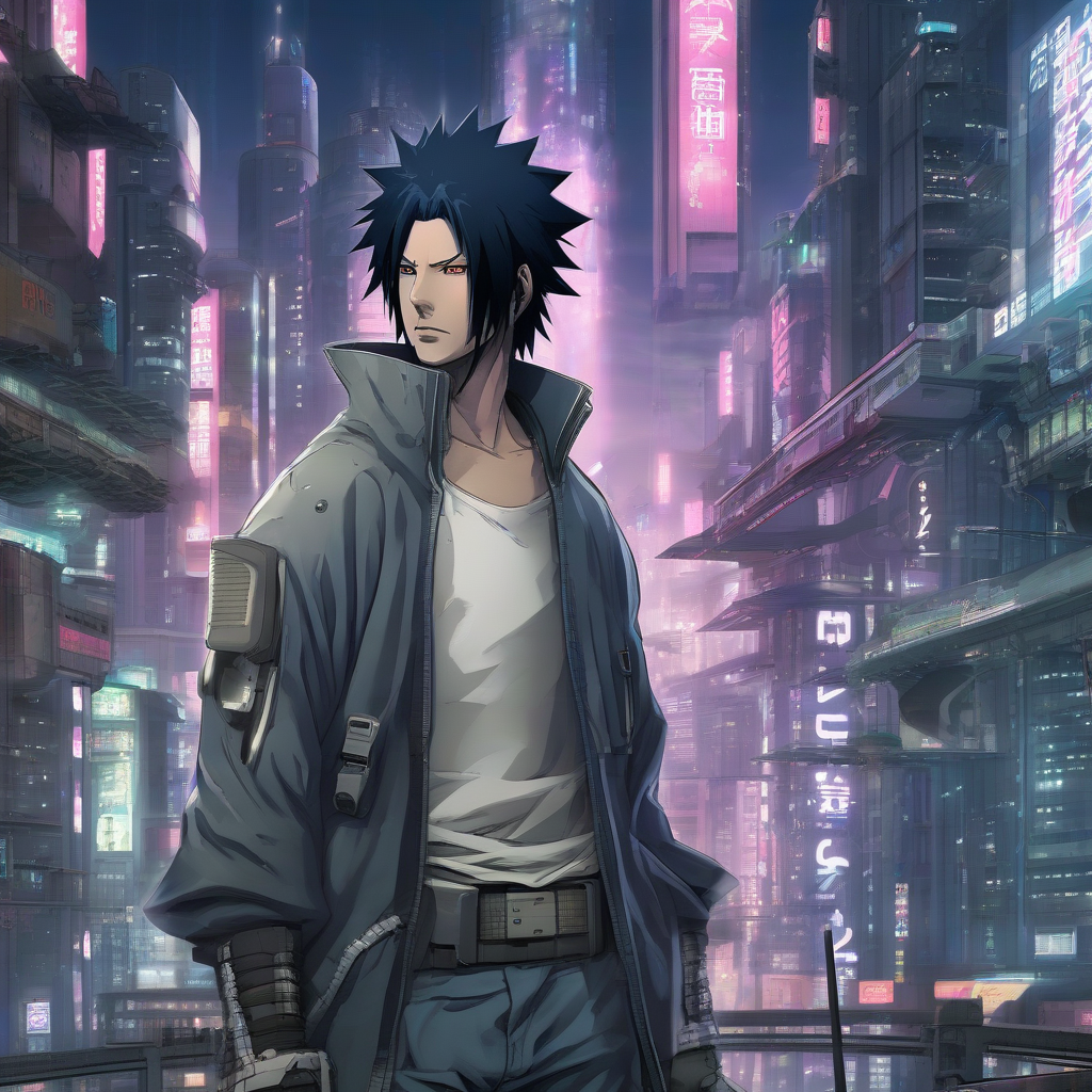 future city cyberpunk sasuke appears by मुफ्त एआई छवि जनरेटर - बिना लॉगिन के✨ | AIGAZOU