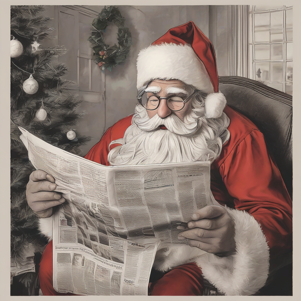 the santa claus reads a newspaper by मुफ्त एआई छवि जनरेटर - बिना लॉगिन के✨ | AIGAZOU