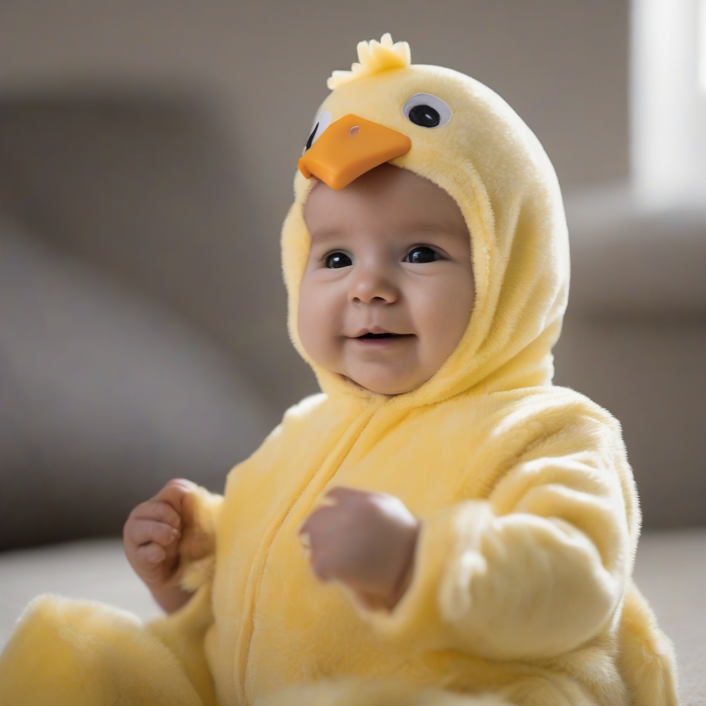 a baby wearing a chick costume by मुफ्त एआई छवि जनरेटर - बिना लॉगिन के✨ | AIGAZOU